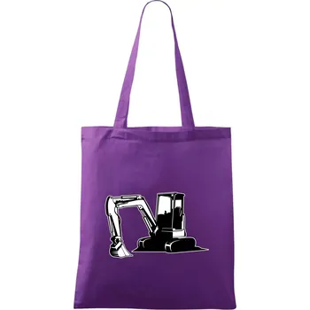 Bagr bez nápisu černobílý - Taška bavlněná - 42 x 38 cm ( Fialová )