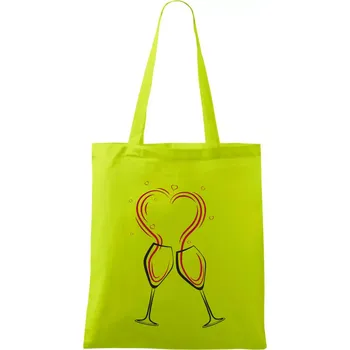 Víno je láska - srdíčka - Taška bavlněná - 42 x 38 cm ( Limetková )