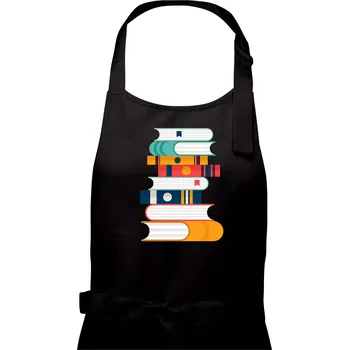 Kuchyňská zástěra Knihy flat design - Pánská zástěra na vaření - Univerzální velikost ( Černá )