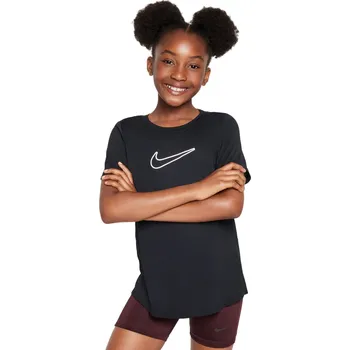 Dívčí tričko Dívčí trička Nike Kids One Fitted Dri-Fit Short Sleeve Černý (S)