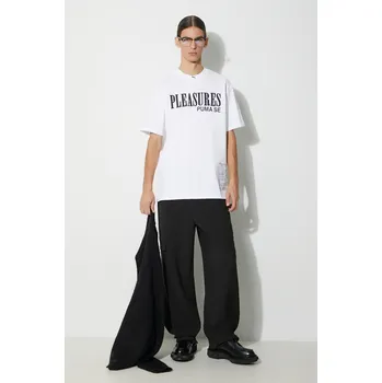 Bavlněné tričko Puma PUMA x PLEASURES Typo Tee, L, bílá, 00X