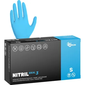 Pracovní rukavice ESPEON Nitrilové rukavice NITRIL IDEAL3 100 ks, nepudrované, modré, 3.7 g Velikost: S