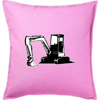 Polštář Bagr bez nápisu černobílý - Polštář 50x50 - 50x50 - Pouze potah ( Růžová )