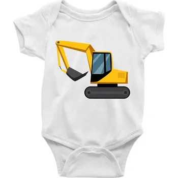 Kojenecký body Bagr bez nápisu z boku - Body kojenecké s krátkým rukávem - Krátký r. 12-18 měs ( Bílá )