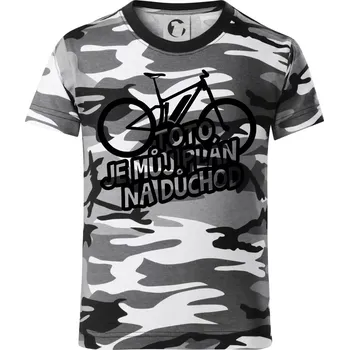 Chlapecké tričko Ebike plán na důchod - Dětské maskáčové triko - 122 cm/6 let ( Šedý maskáč )