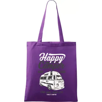 Nákupní taška Happy Camper - Taška bavlněná - 42 x 38 cm ( Fialová )