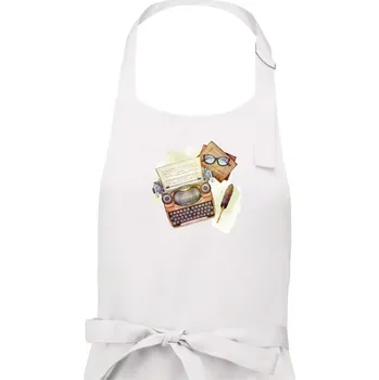 Kuchyňská zástěra Knihy a psací stroj - Dámská zástěra na vaření - Univerzální velikost ( Bílá )