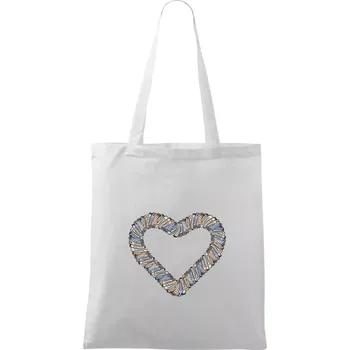 Srdce z knih - Taška bavlněná - 42 x 38 cm ( Bílá )