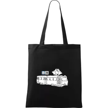 Nákupní taška Tramvaj číslo 26 - Taška bavlněná - 42 x 38 cm ( Černá )