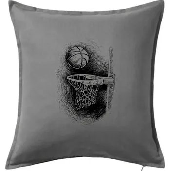 Polštář Basketball - kresba tužkou - Polštář 50x50 - 50x50 - Pouze potah ( Tmavě šedý melír )