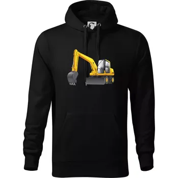 Pánská mikina Bagr bez nápisu ze předu - Mikina pánská Cape s kapucí - 4XL ( Černá )