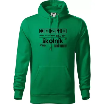 Pánská mikina Čárový kód - Školník - Mikina pánská Cape s kapucí - 5XL ( Středně zelená )