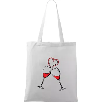 Nákupní taška Víno je láska jednoduchý nákres - Taška bavlněná - 42 x 38 cm ( Bílá )
