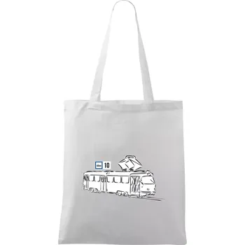 Nákupní taška Tramvaj číslo 10 - Taška bavlněná - 42 x 38 cm ( Bílá )