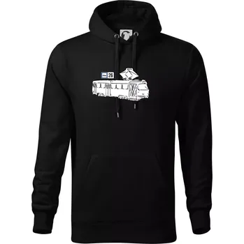 Pánská mikina Tramvaj číslo 26 - Mikina pánská Cape s kapucí - 4XL ( Černá )