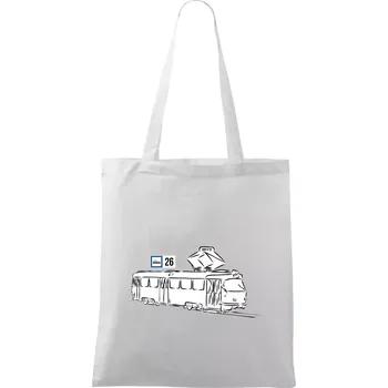 Nákupní taška Tramvaj číslo 26 - Taška bavlněná - 42 x 38 cm ( Bílá )