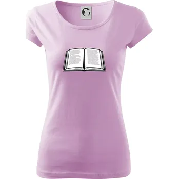 Dámské tričko Kniha černobílá otevřená s textem - Dámské triko Pure - 3XL ( Orchid )