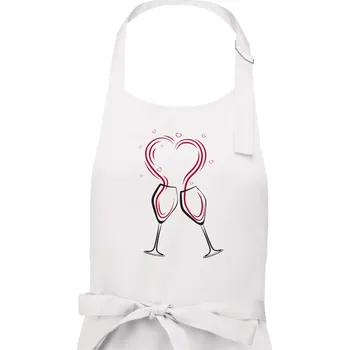 Kuchyňská zástěra Víno je láska - srdíčka - Dámská zástěra na vaření - Univerzální velikost ( Bílá )