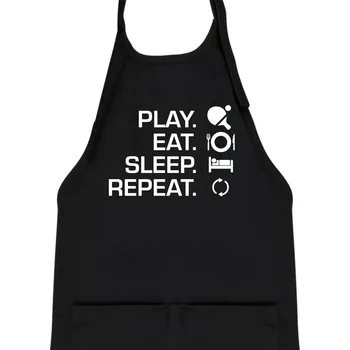Kuchyňská zástěra Stolní tenis - eat sleep - Dětská zástěra na vaření - Univerzální velikost ( Černá )