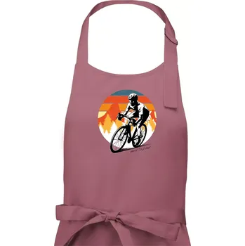 Kuchyňská zástěra Cyklist - Hory? To je ono! - Pánská zástěra na vaření - Univerzální velikost ( Starorůžová )