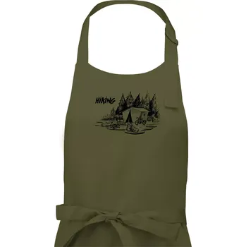 Kuchyňská zástěra Hiking - obrázek kreslený - Pánská zástěra na vaření - Univerzální velikost ( Khaki )