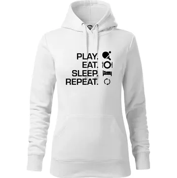 Dámská mikina Stolní tenis - eat sleep - Mikina dámská Cape s kapucí - 2XL ( Bílá )