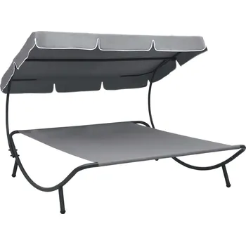 Ložnice vidaXL Marketos Zahradní postel s baldachýnem šedá