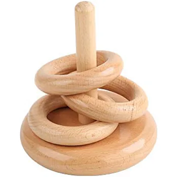 Dřevěná hračka ADENA MONTESSORI Velké kroužky na svislém kolíku