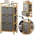 Flamenco Mystique SEO název produktu: Bambusová police s látkovými zásuvkami - Skříňka 32 x 45 x 96 cm SZ43 - Stylové a funkční řešení pro váš interiér