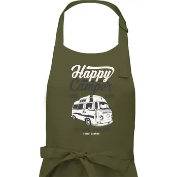 Kuchyňská zástěra Happy Camper - Dámská zástěra na vaření - Univerzální velikost ( Khaki )