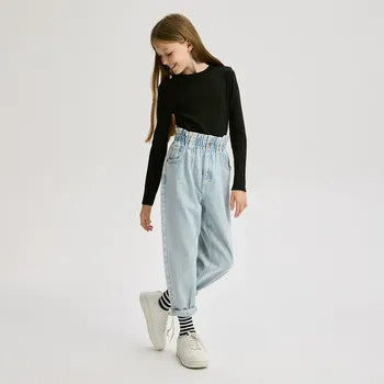 Dívčí džíny Reserved - Džíny paperbag - modrá - 801FF-05J - 801FF-05J-164