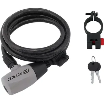 Příslušenství pro cyklistiku FORCE Zámek Force RON spirála 120cm/8mm + držák, černý