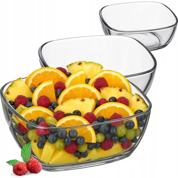 3 x SALÁTOVÁ MISKA SKLENĚNÁ MÍSA NA SALÁT, ČTVERCOVÁ MÍSA 16 cm