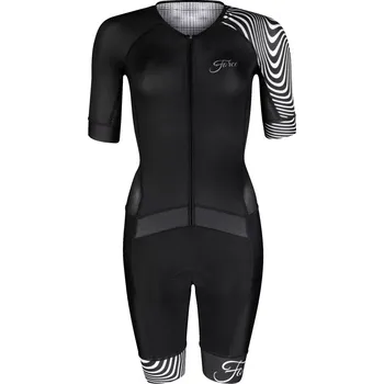 cyklistický dres FORCE Dámská kombinéza FORCE STREAM LADY, černo-bílá velikost XS