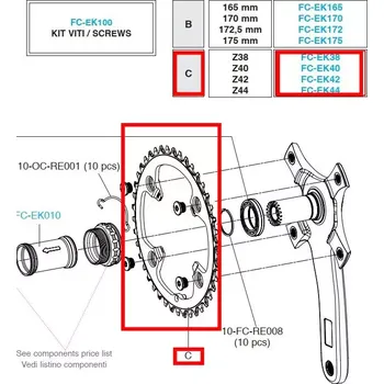 Převodník na kolo CAMPAGNOLO Převodník Campagnolo EKAR 13s, vč. šroubů (r.v. 2021 -...) počet zubů 38