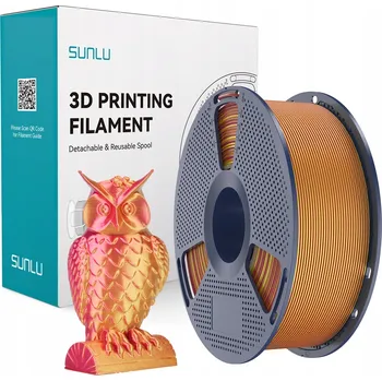 Filament FILAMENT SUNLU SILK PLA+ DVOUBAREVNÝ ČERVENÁ ZLATÁ / ČERVENO-ZLATÝ 250G