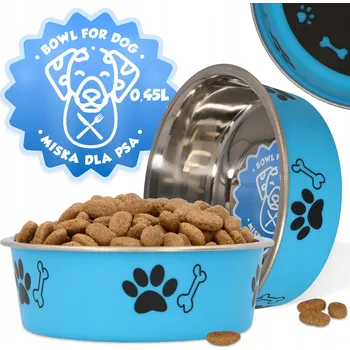 Miska pro psa MISKA PSA 0,45 l MALÁ miska ocelová kovová nerezová PODLOŽKA GUM 4D