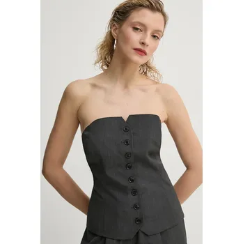 Top s příměsí vlny Samsoe Samsoe SAELLEN šedá barva, F24400131 90X, vel. XS