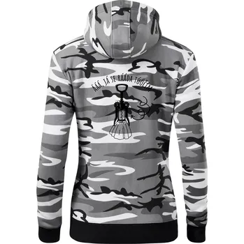 Dámská mikina Já se ráda točím - vývrtka - Dámská mikina trendy zipper s kapucí - L ( Šedý maskáč )