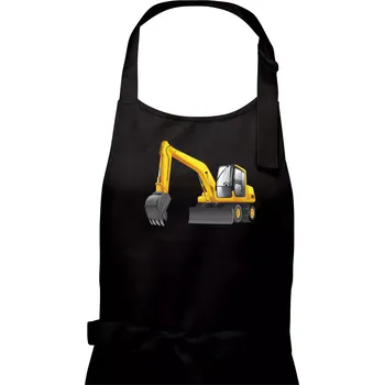 Kuchyňská zástěra Bagr bez nápisu ze předu - Pánská zástěra na vaření - Univerzální velikost ( Černá )