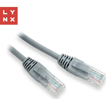 Síťový kabel LYNX UTP patch kabel Cat5e, PVC, CCA, 1m, šedý (balení obsahuje 10ks) LX-UTP5E-010-GREY