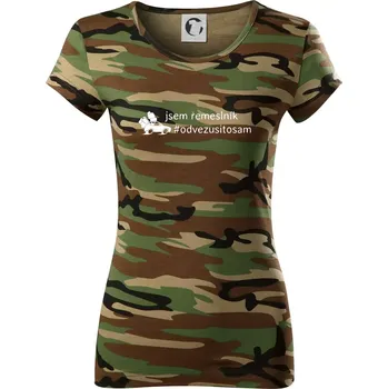 Dámské tričko Odvezu si to sám - Dámské maskáčové triko - XS ( Hnědý maskáč )