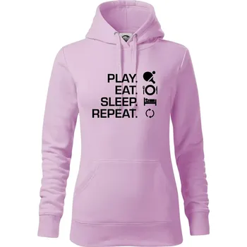 Dámská mikina Stolní tenis - eat sleep - Mikina dámská Cape s kapucí - S ( Orchid )