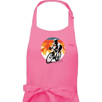 Kuchyňská zástěra Cyklista - Mountains! This is it! - Dámská zástěra na vaření - Univerzální velikost ( Růžová )