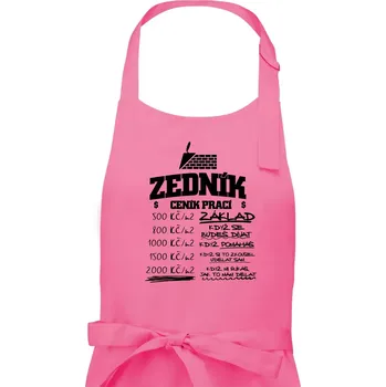 Kuchyňská zástěra Ceník zedníka - cena za metr - Pánská zástěra na vaření - Univerzální velikost ( Růžová )