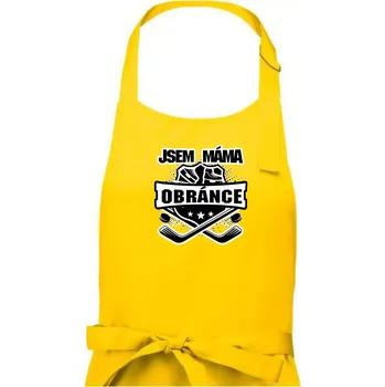 Kuchyňská zástěra Hokejový erb - Máma obránce - Dámská zástěra na vaření - Univerzální velikost ( Žlutá )
