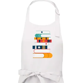 Kuchyňská zástěra Knihy flat design - Dámská zástěra na vaření - Univerzální velikost ( Bílá )