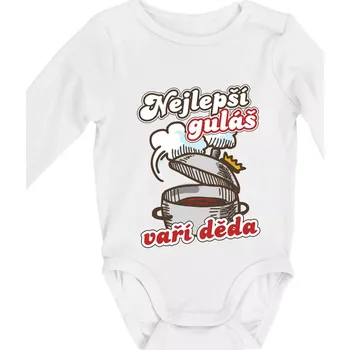Nejlepší guláš vaří děda - Body kojenecké s dlouhým rukávem - Dlouhý r. do 3 měs ( Bílá )