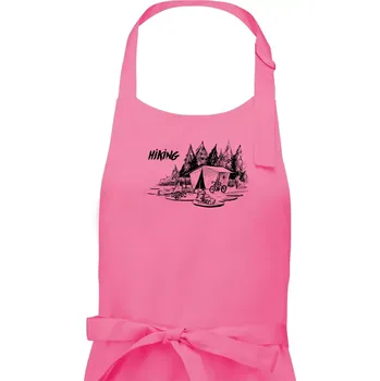 Kuchyňská zástěra Hiking - obrázek kreslený - Dámská zástěra na vaření - Univerzální velikost ( Růžová )