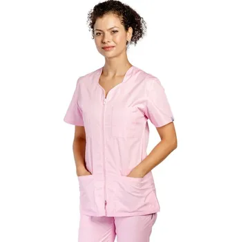 Zdravotnický oděv Zdravotní plášť se světle růžovým zipem, vyklenutým okrajem a třemi našitými kapsami ⭐ za nejlepší cenu.